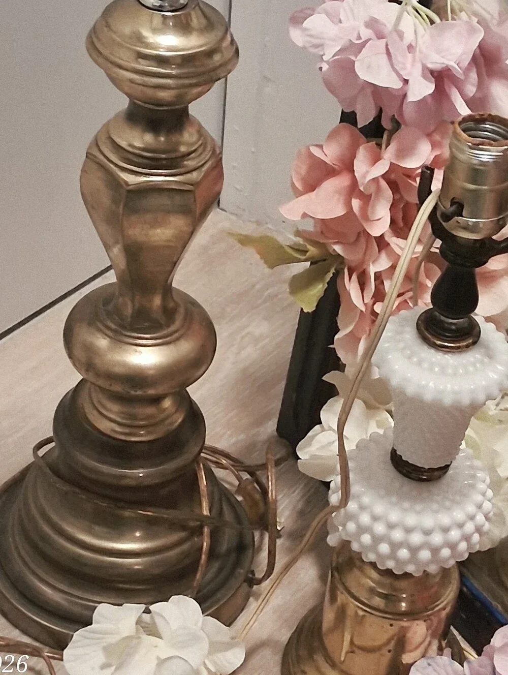 Premium Vintage Lamp Bundle Brass + Hobnail Milk Glass Retro 70s Boho Home Decor